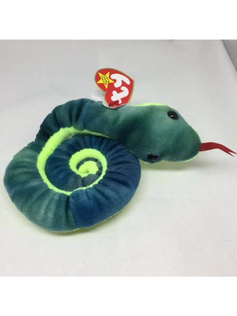 Ty Beanie Baby Hissy Snake Green Plush Stuffed Animal Retired W Tag April 4 1997